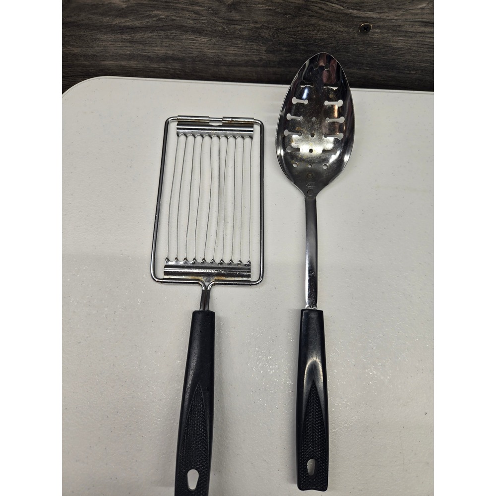 Vintage Ekco Kitchen Utensil Set Chromium Plated USA Cheese Slicer Slotted Spoon